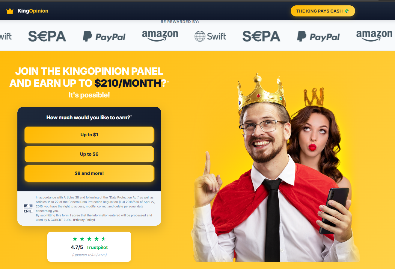 King Opinion survey opportunity